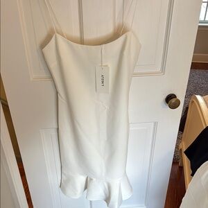 Likely Cream Sheath Dress with Spaghetti Straps